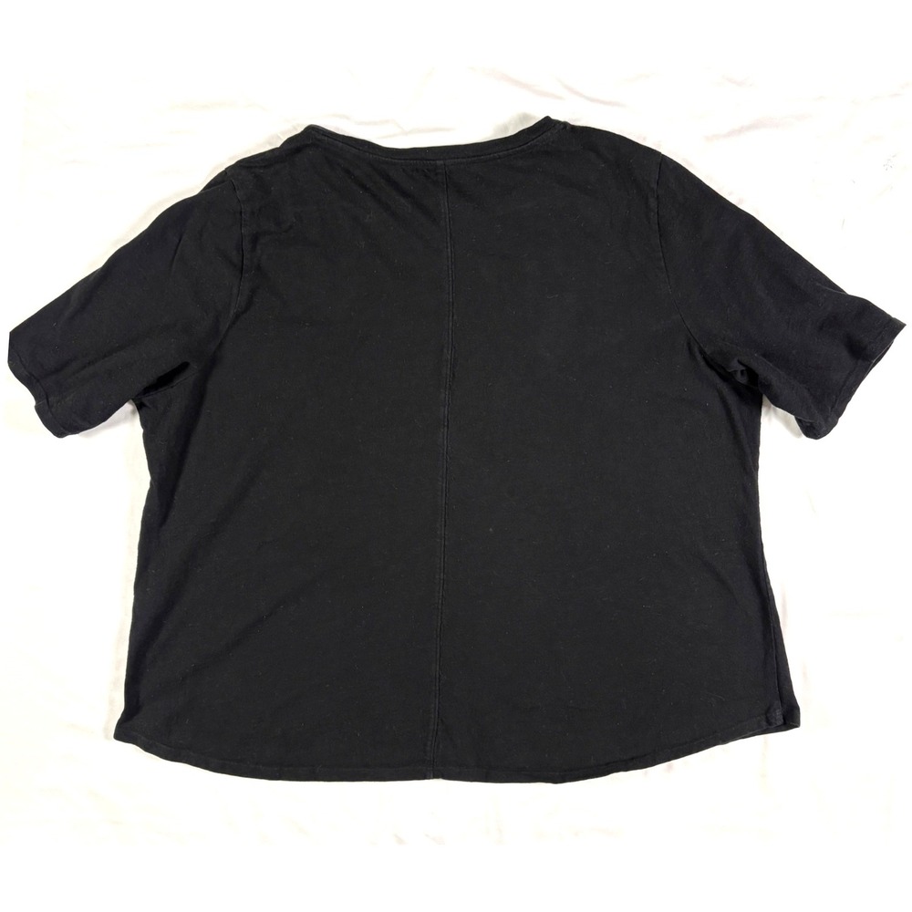 EILEEN FISHER Women's 1X Organic Cotton Tee Black Basic Boxy Comfort Everyday - Picture 9 of 9